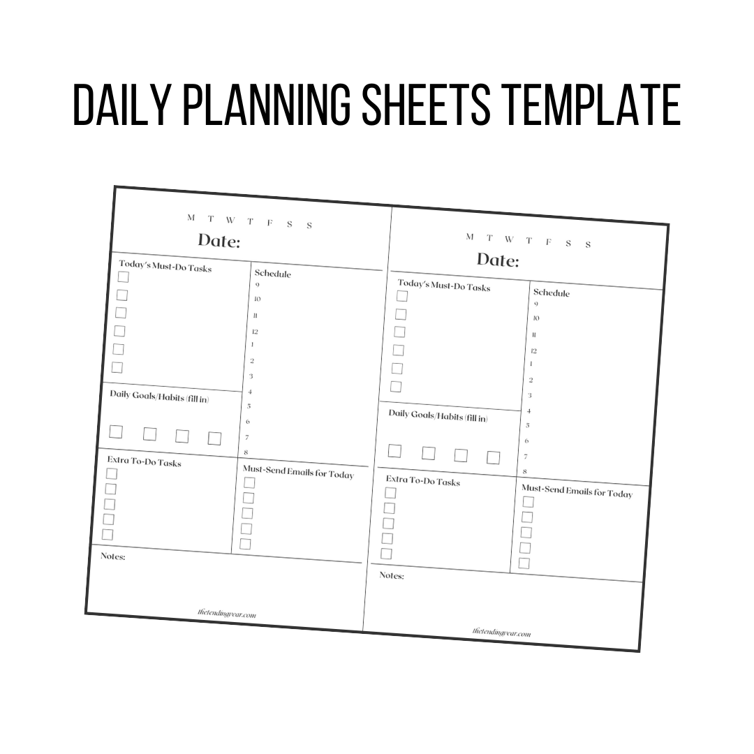 Daily Planning Sheets Template